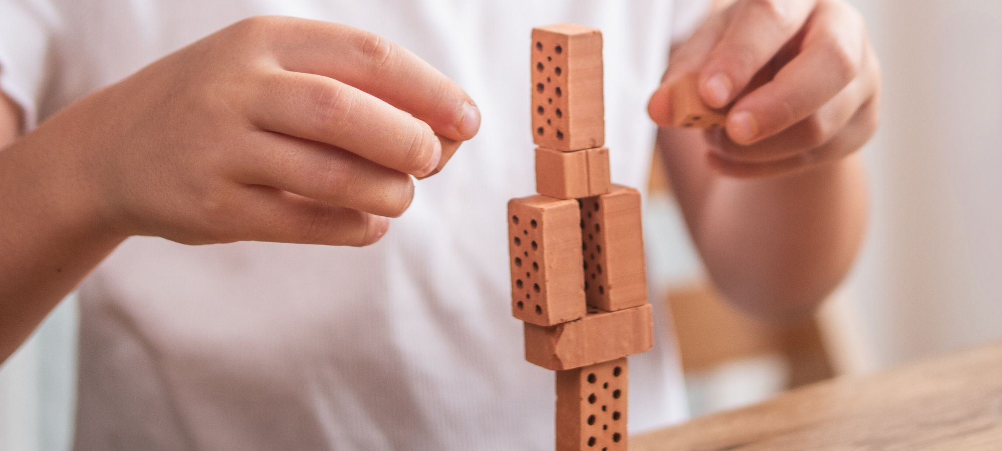 kreativ bauen mit teifoc Mini Ziegelsteinen zur Förderung der Feinmotorik von Kindern
